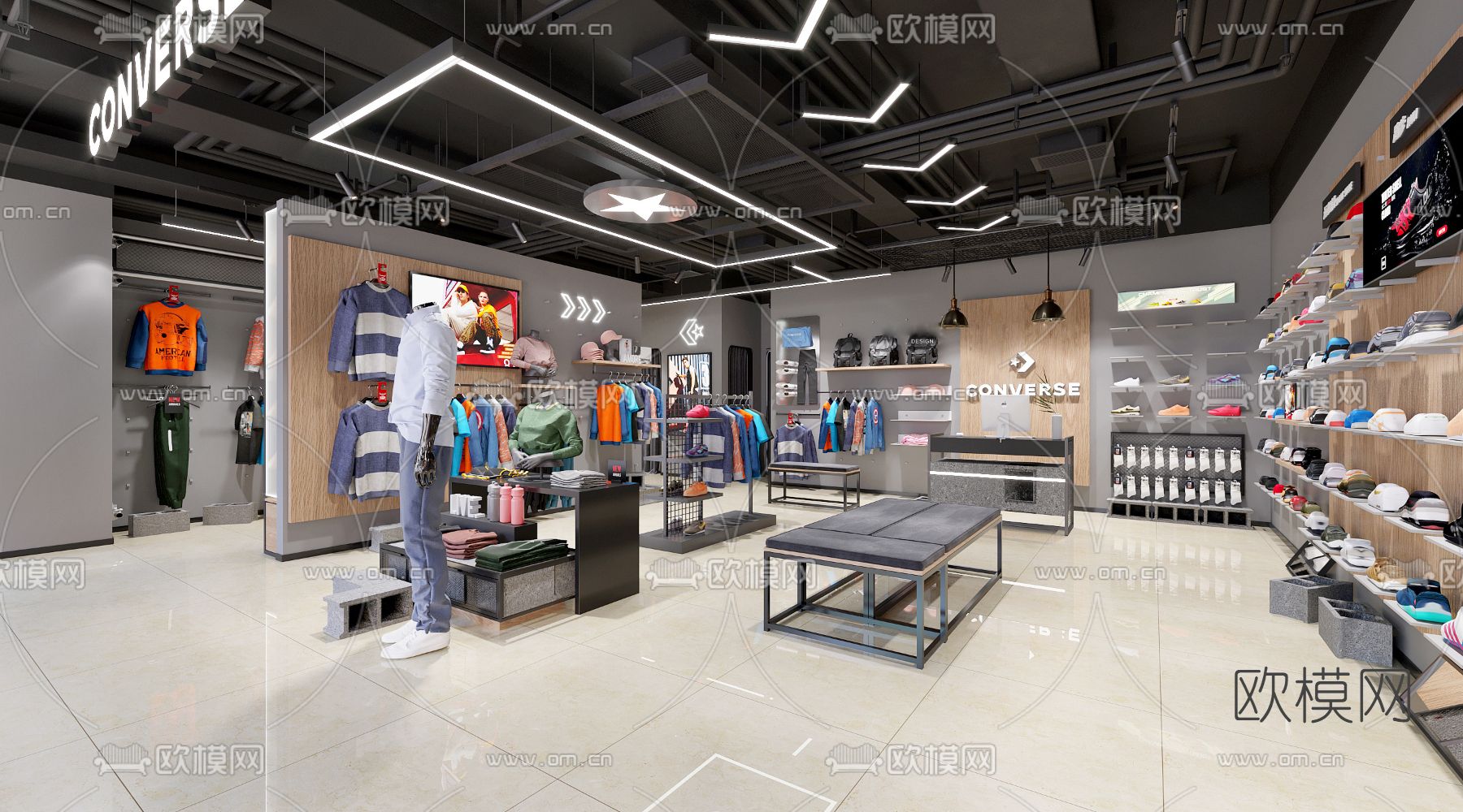 现代服装店3d模型下载（渲染图1）