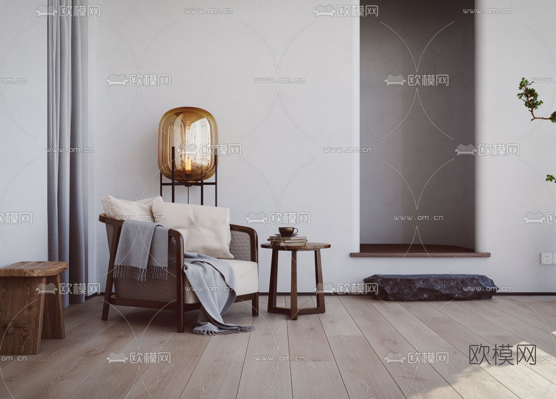 现代别墅客厅餐厅3d模型下载（渲染图5）