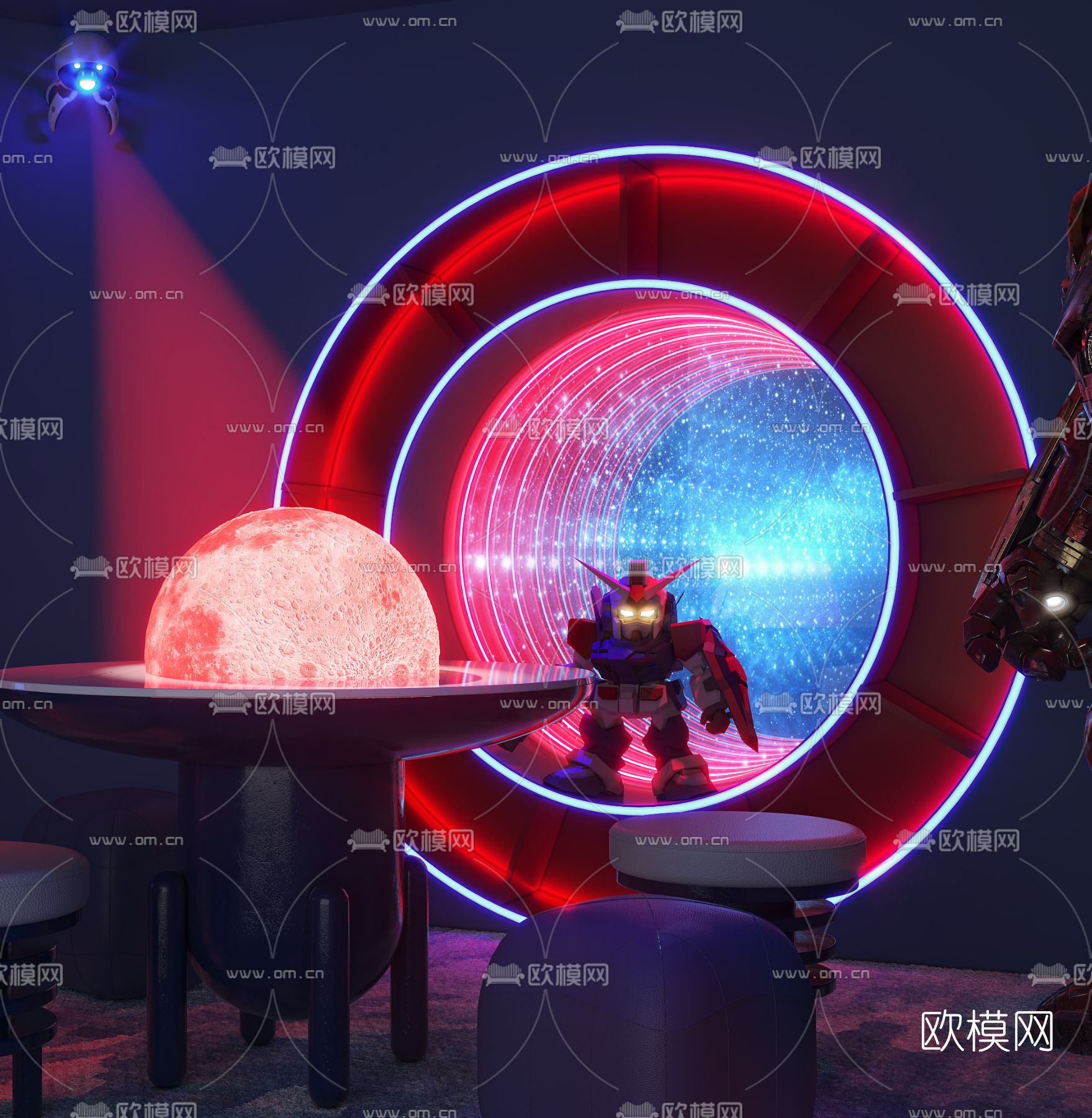 现代星空休闲桌椅3d模型
