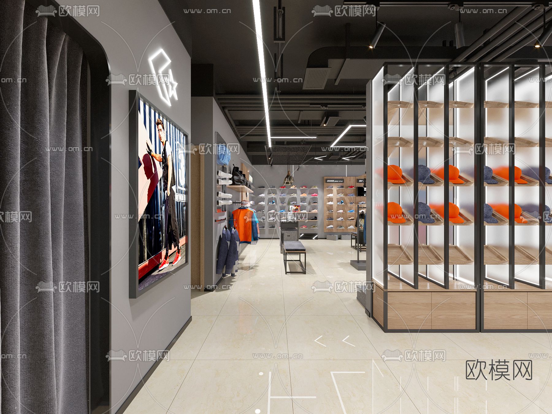 现代服装店3d模型下载（渲染图2）