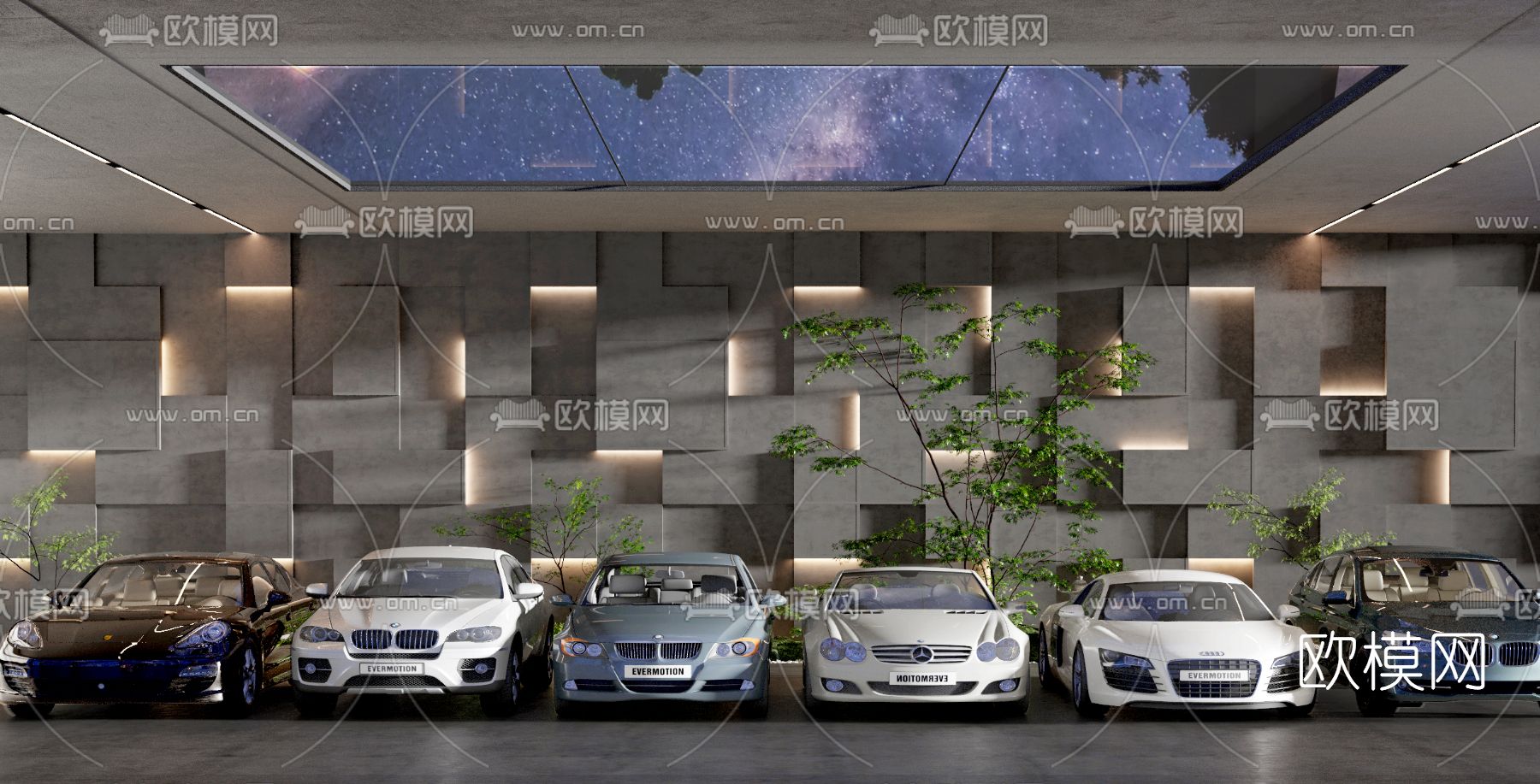 现代汽车停车场3d模型下载