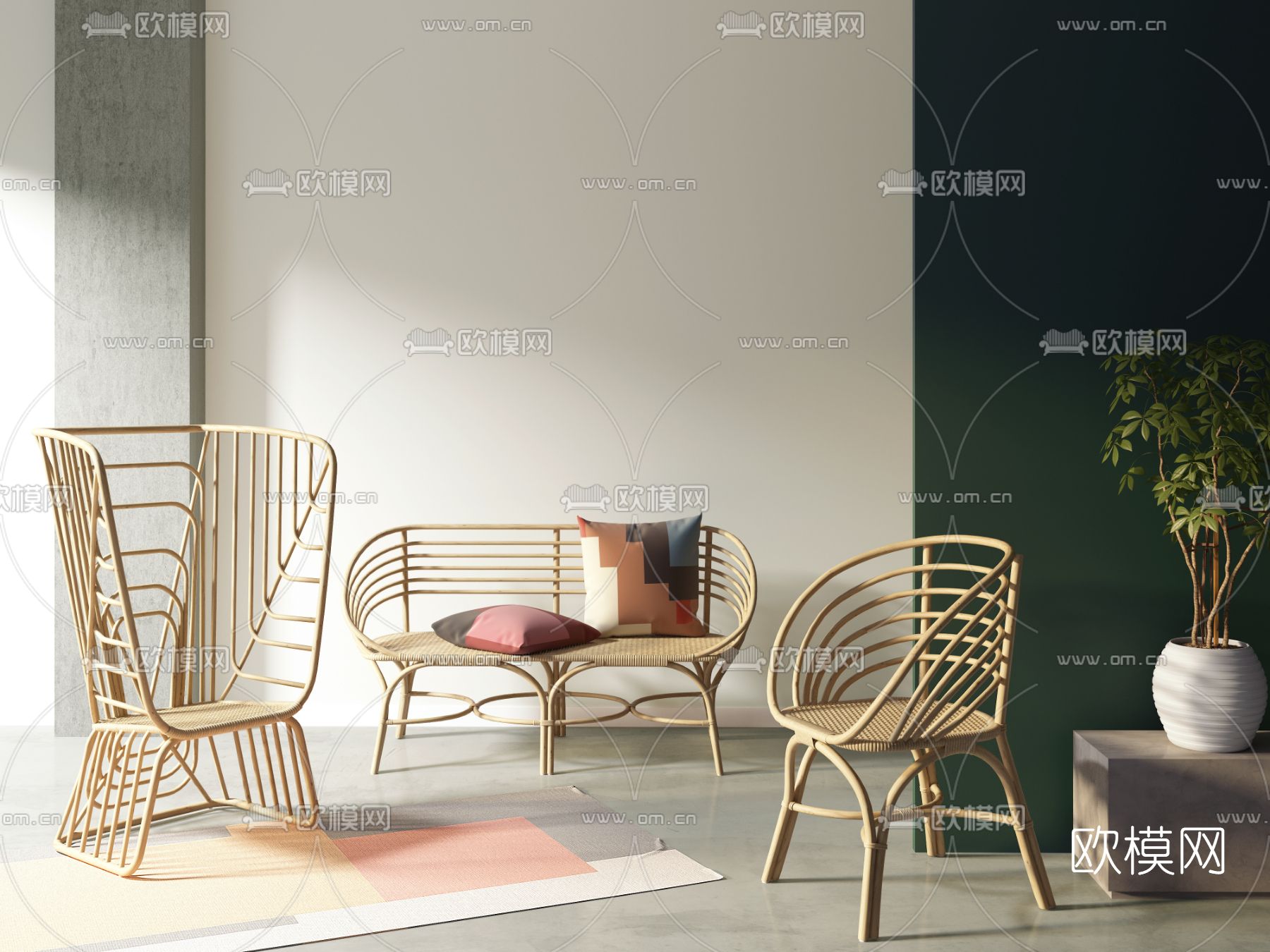 东南亚编织单椅3d模型下载