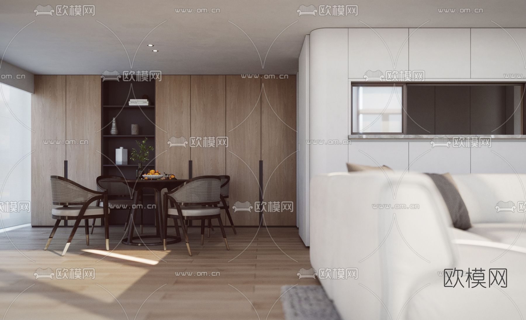 现代别墅客厅餐厅3d模型下载（渲染图6）