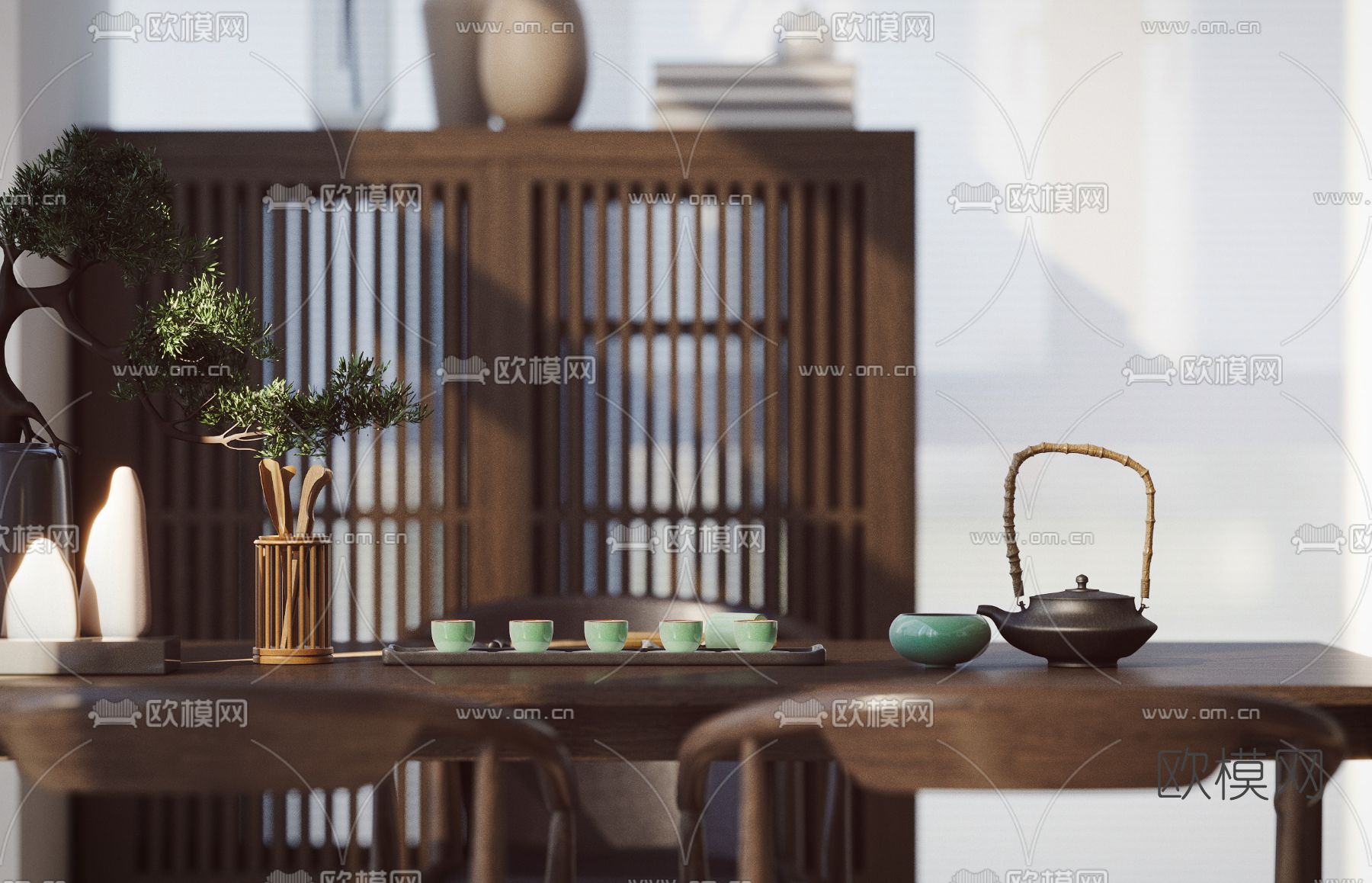 现代别墅客厅餐厅3d模型下载（渲染图4）