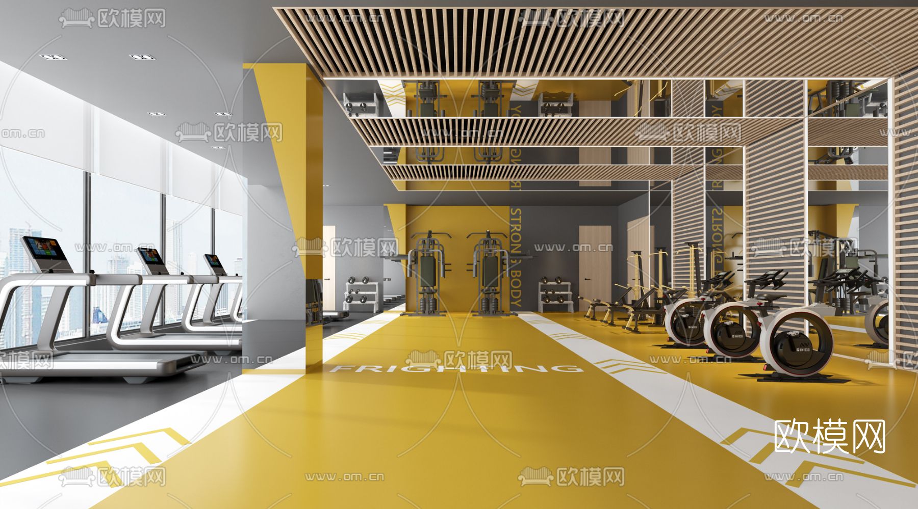 现代健身房3d模型下载