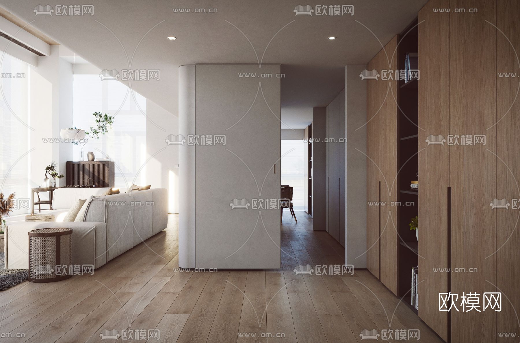 现代别墅客厅餐厅3d模型下载（渲染图7）