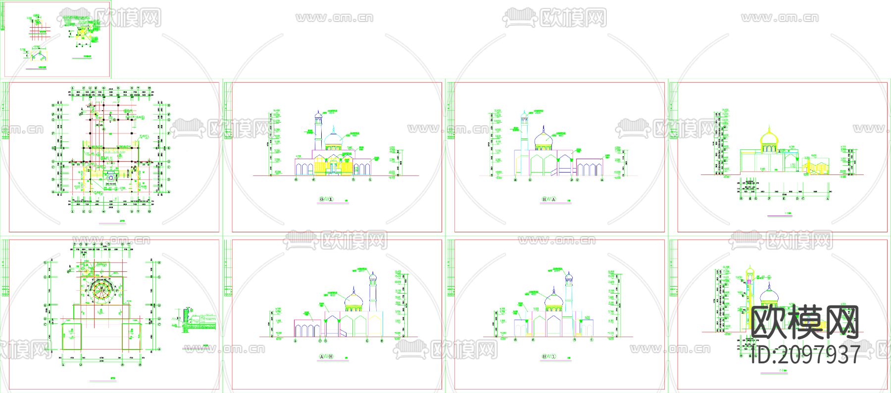 伊斯兰教清真寺CAD施工图下载