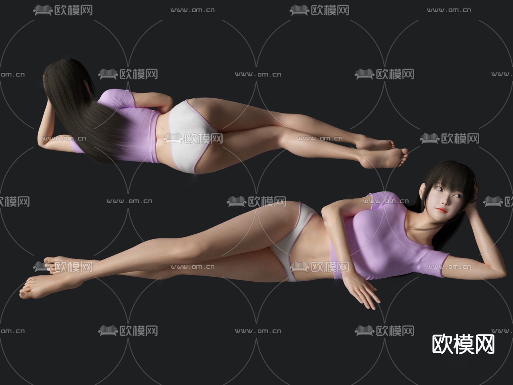 现代美女人物su模型下载（渲染图1）