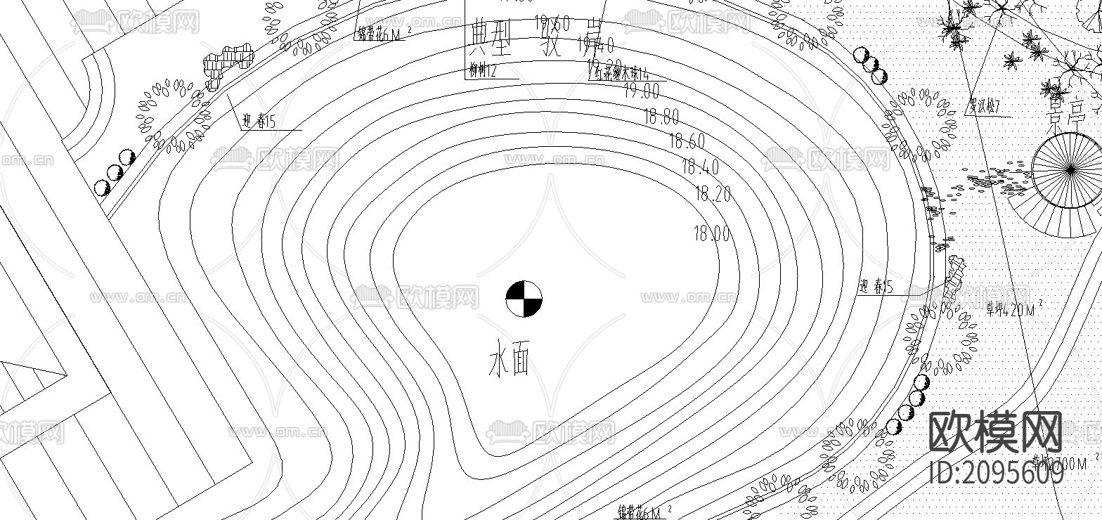 小区公园绿化CAD施工图下载（渲染图2）