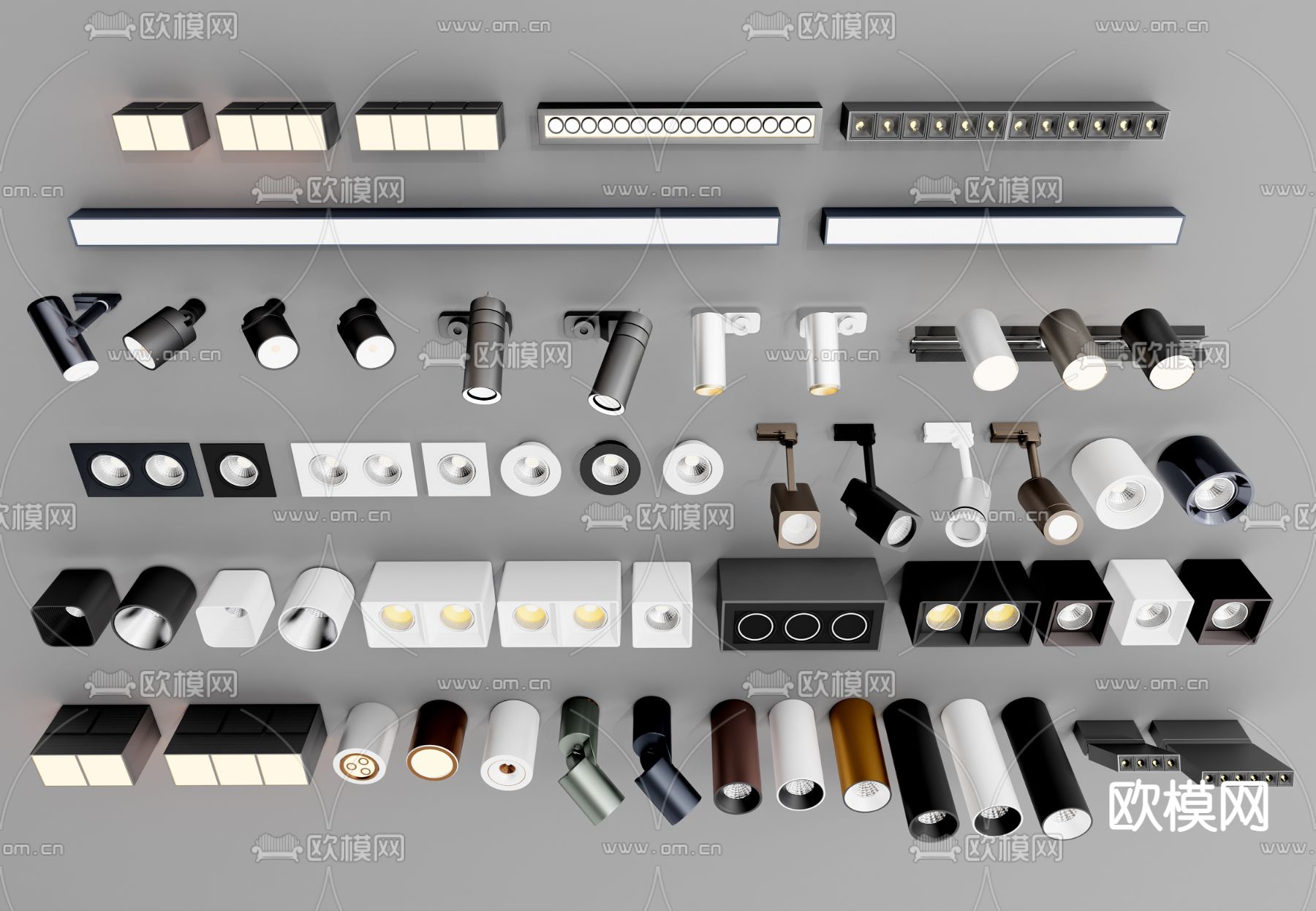 现代筒灯射灯su模型下载