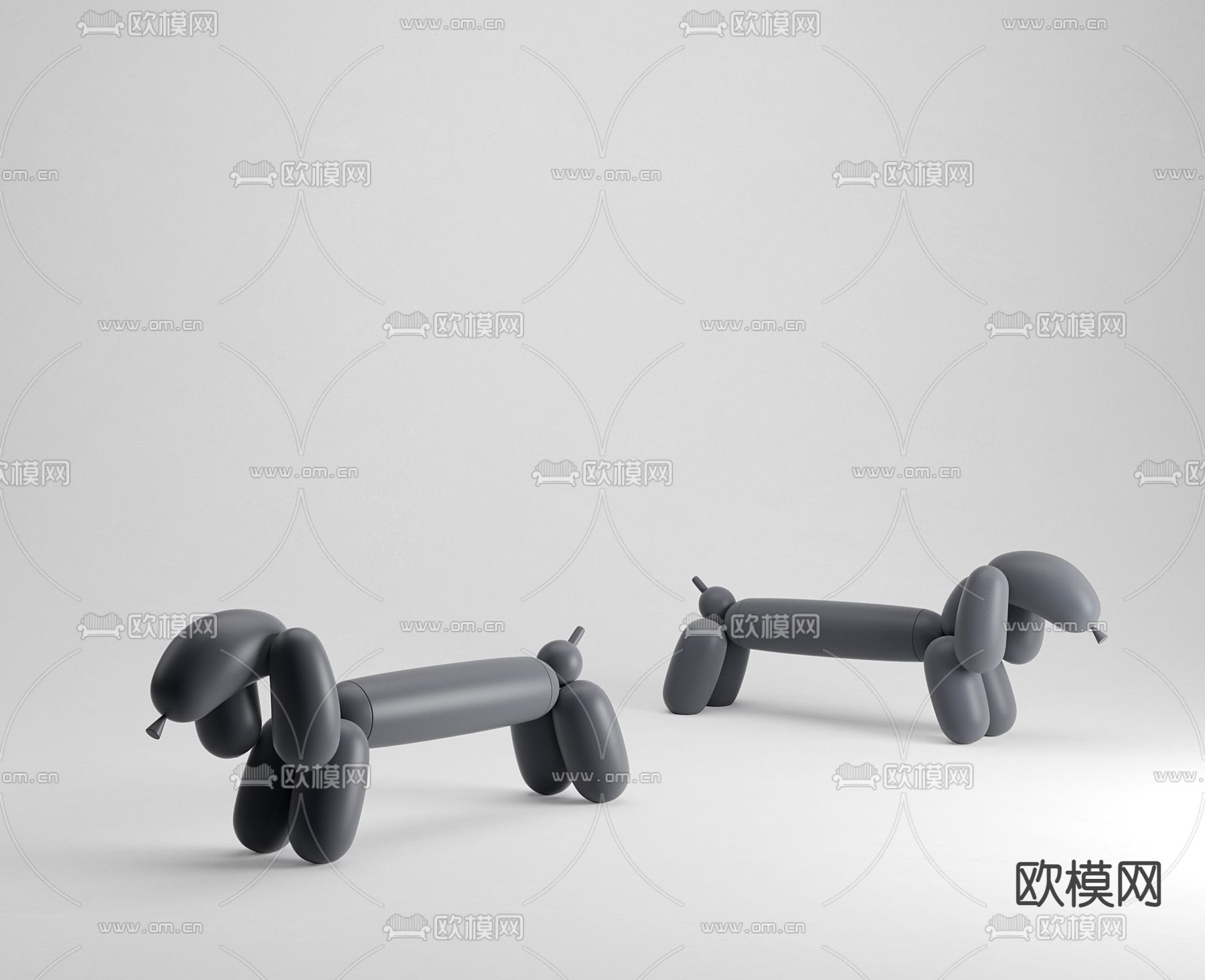 现代卡通小狗su模型下载（渲染图1）