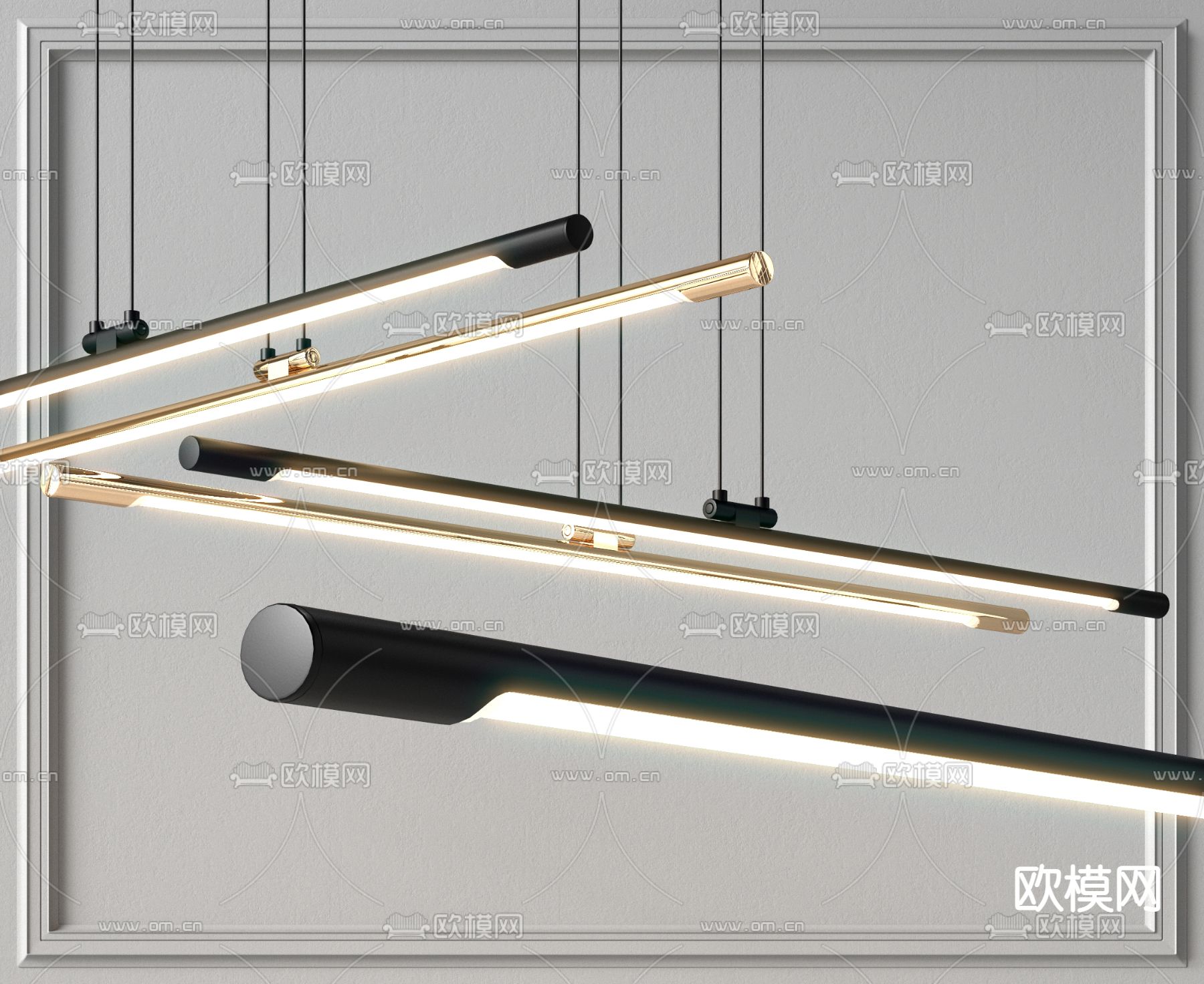 现代轻奢办公室吊灯3d模型下载