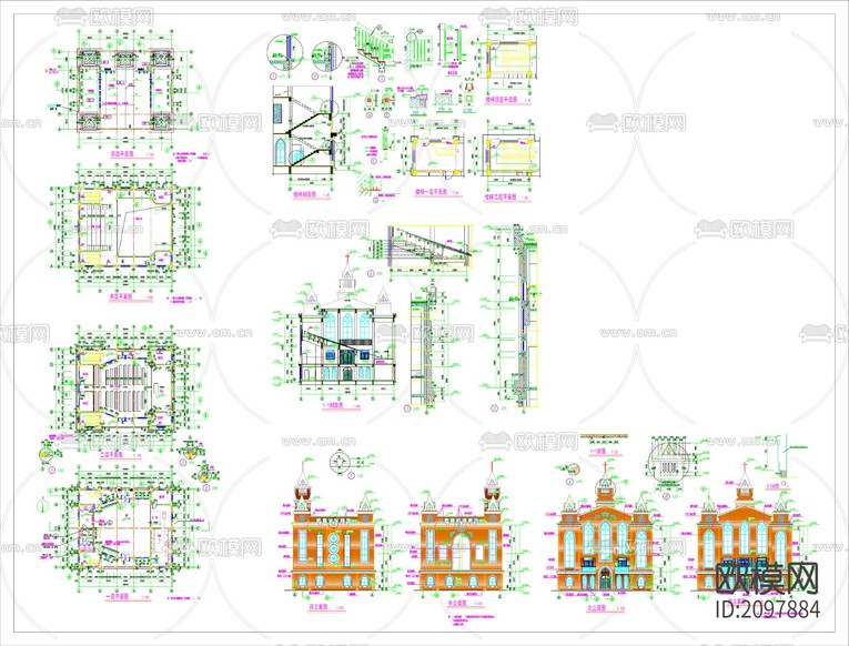 教堂建筑CAD施工圖下載