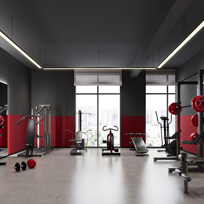  现代健身房su模型 