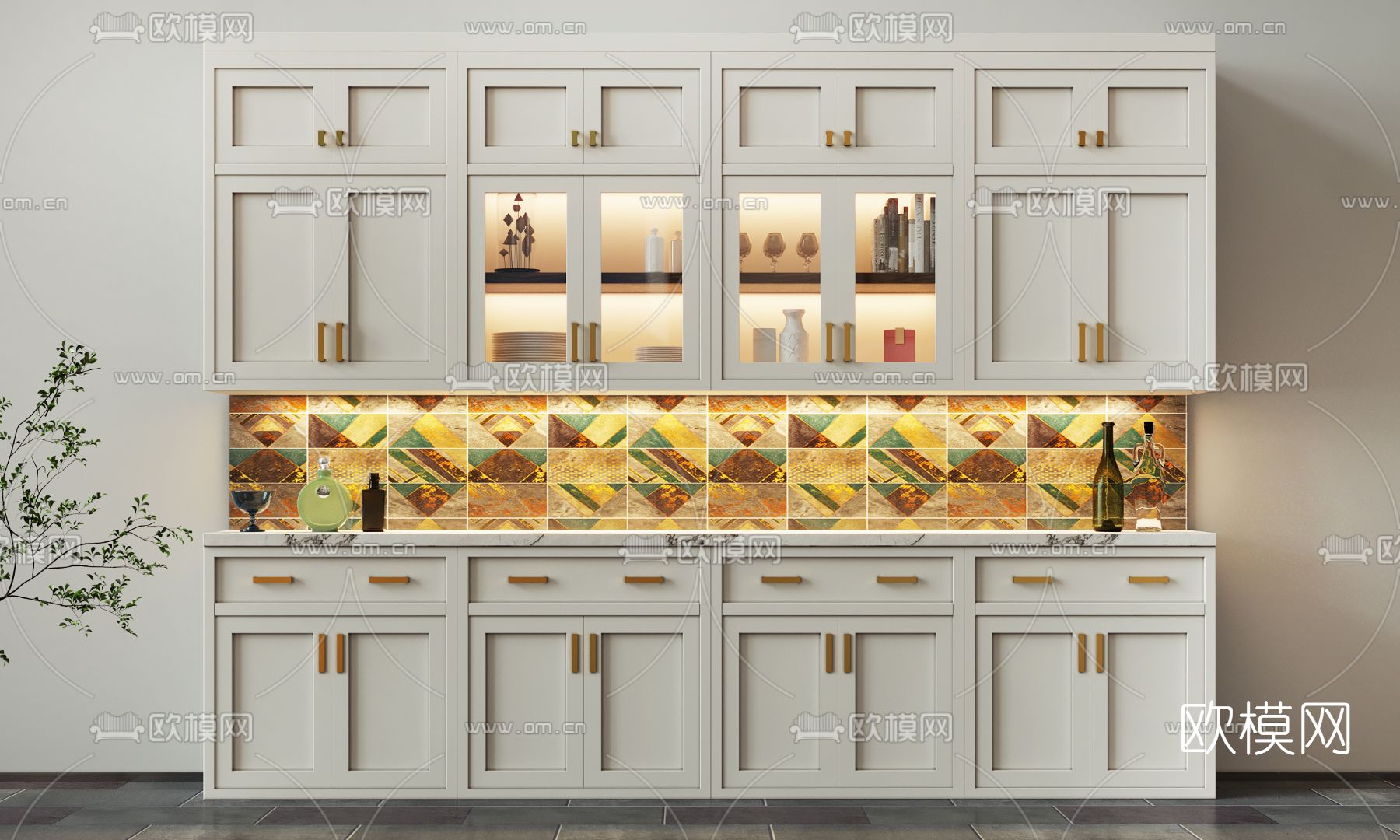 现代厨柜3d模型下载