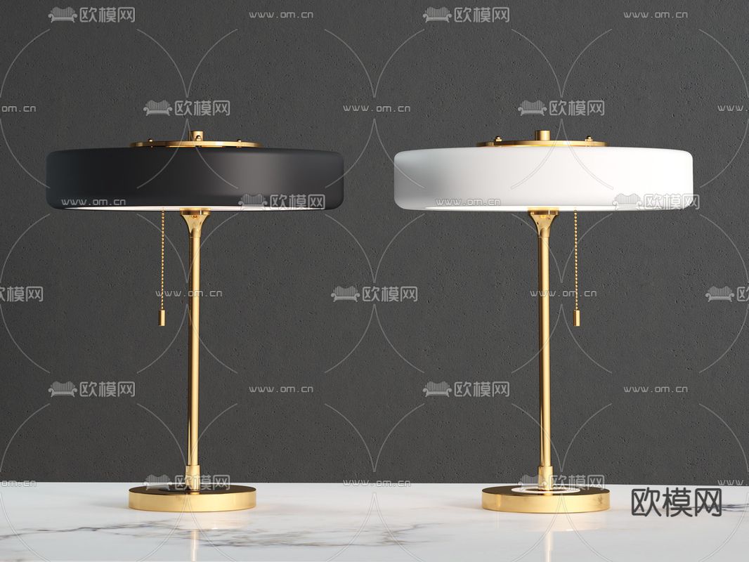 现代简约不锈钢玻璃台灯免费3d模型下载