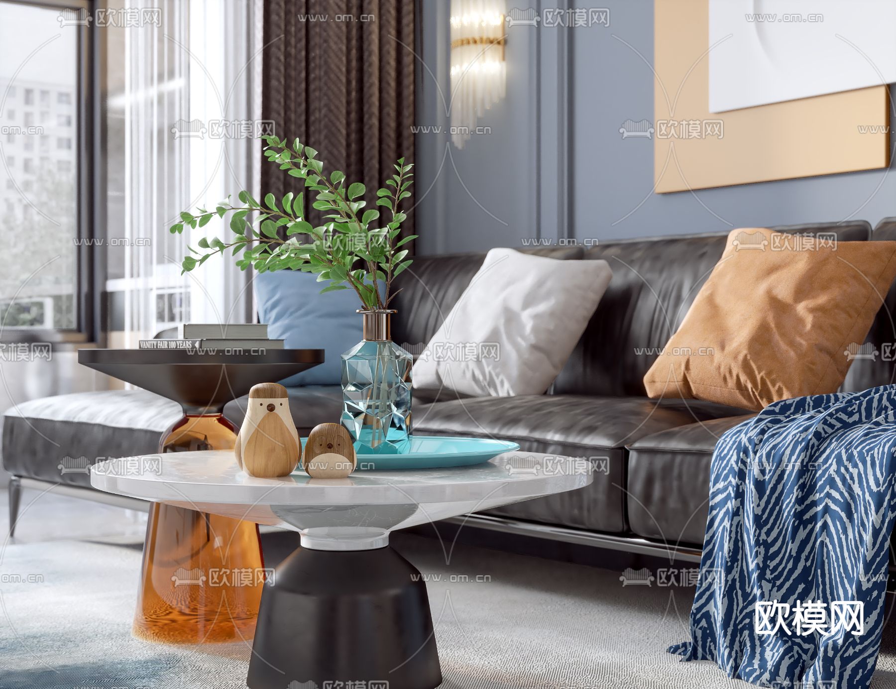 美式客厅餐厅3d模型下载（渲染图4）