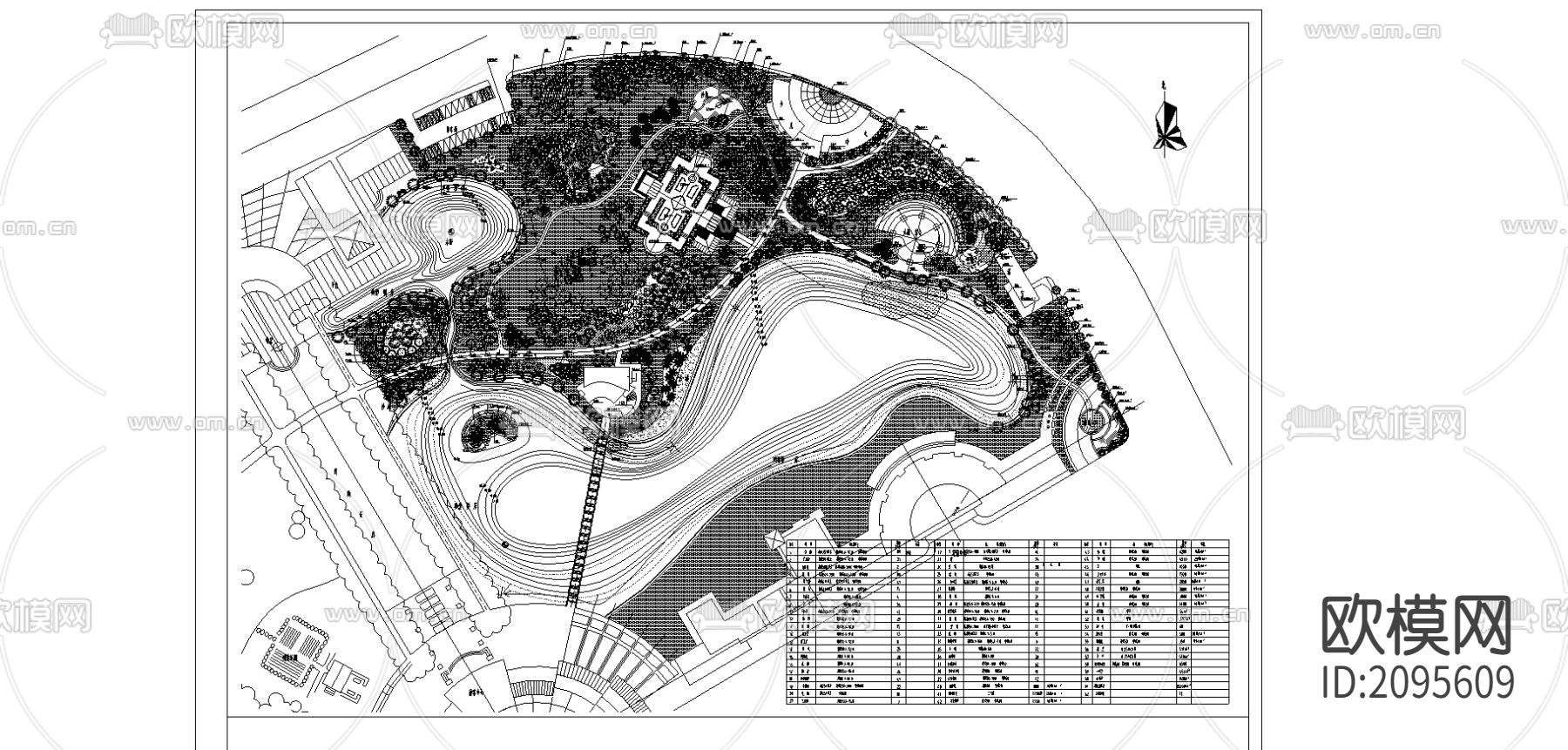 小区公园绿化CAD施工图下载（渲染图4）