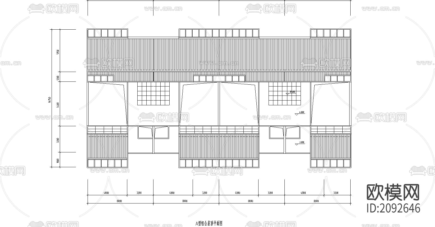 A型别墅平立剖面CAD图下载（渲染图4）
