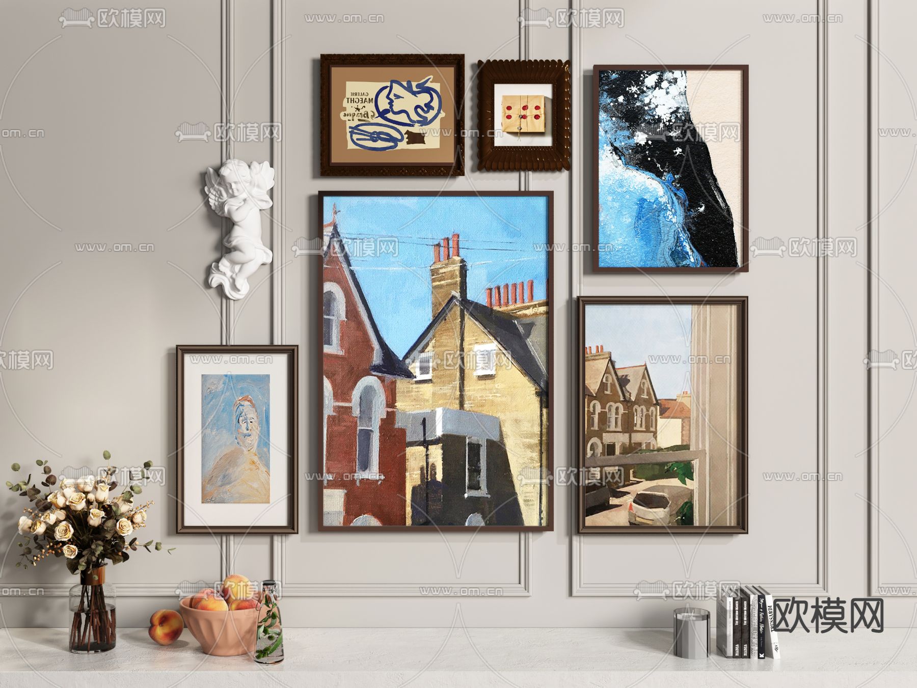 美式复古装饰画3d模型下载