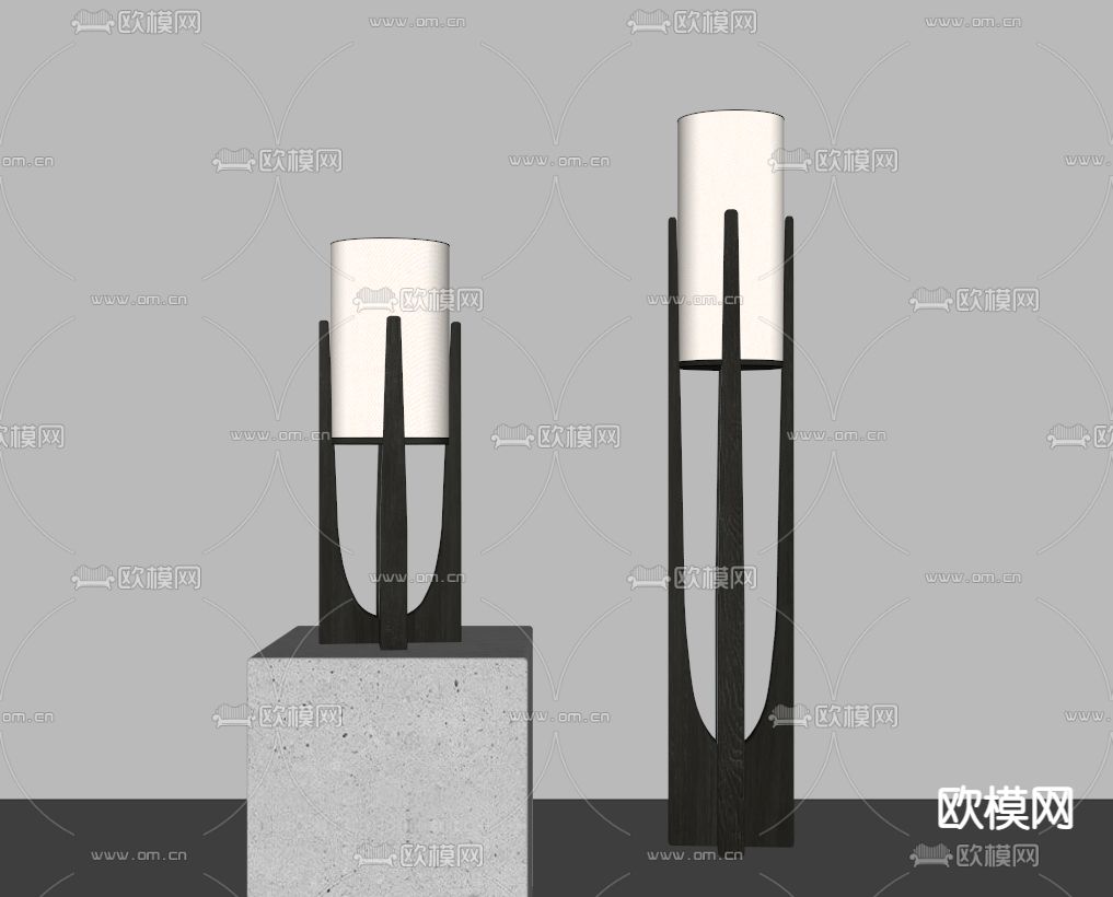 侘寂落地灯su模型下载（渲染图2）