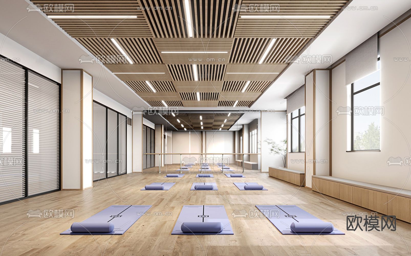 现代瑜伽室su模型下载（渲染图1）