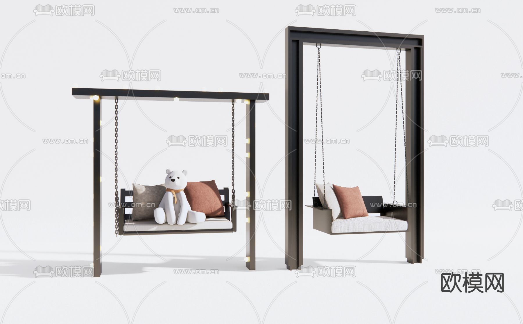 现代秋千吊椅su模型下载（渲染图1）