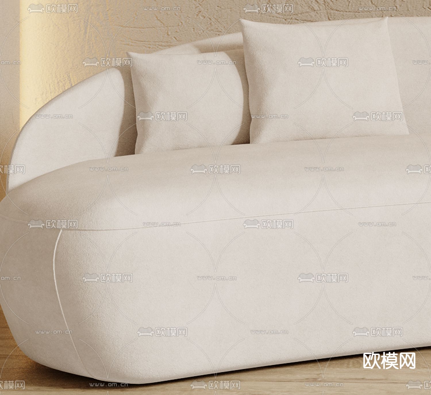 侘寂多人沙发3d模型下载（渲染图2）