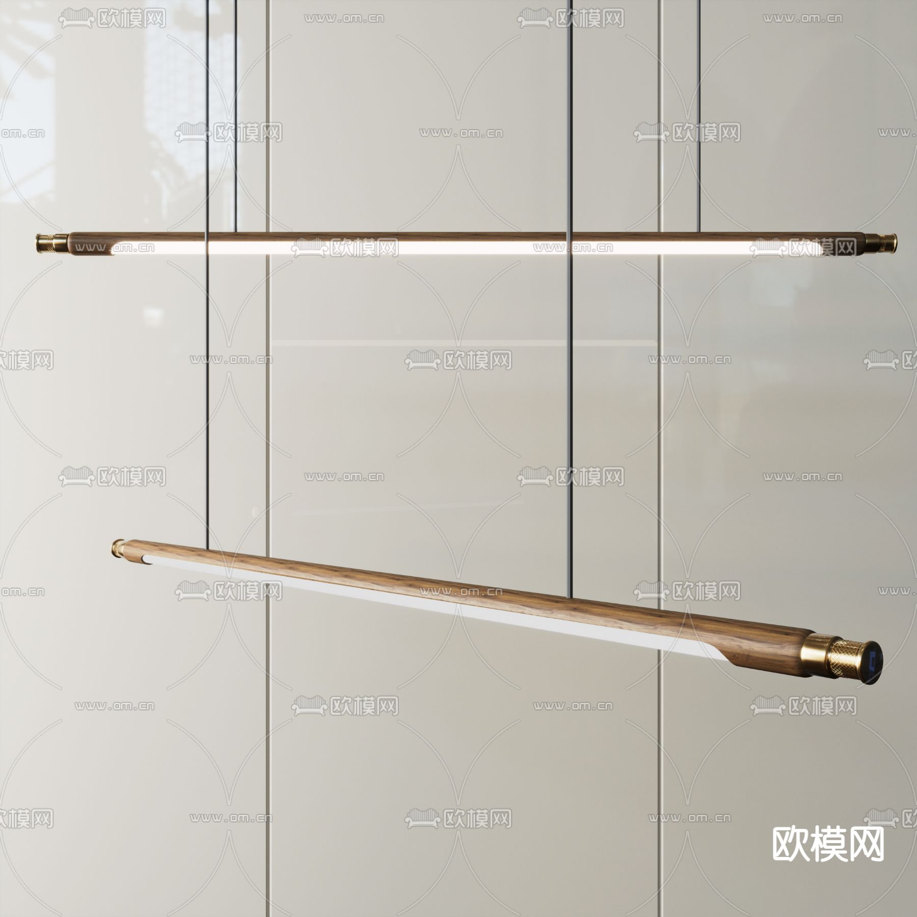 现代条形吊灯3d模型下载