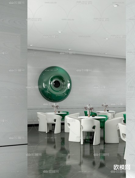 HWCD设计 现代售楼处洽谈区3d模型下载(渲染图1)