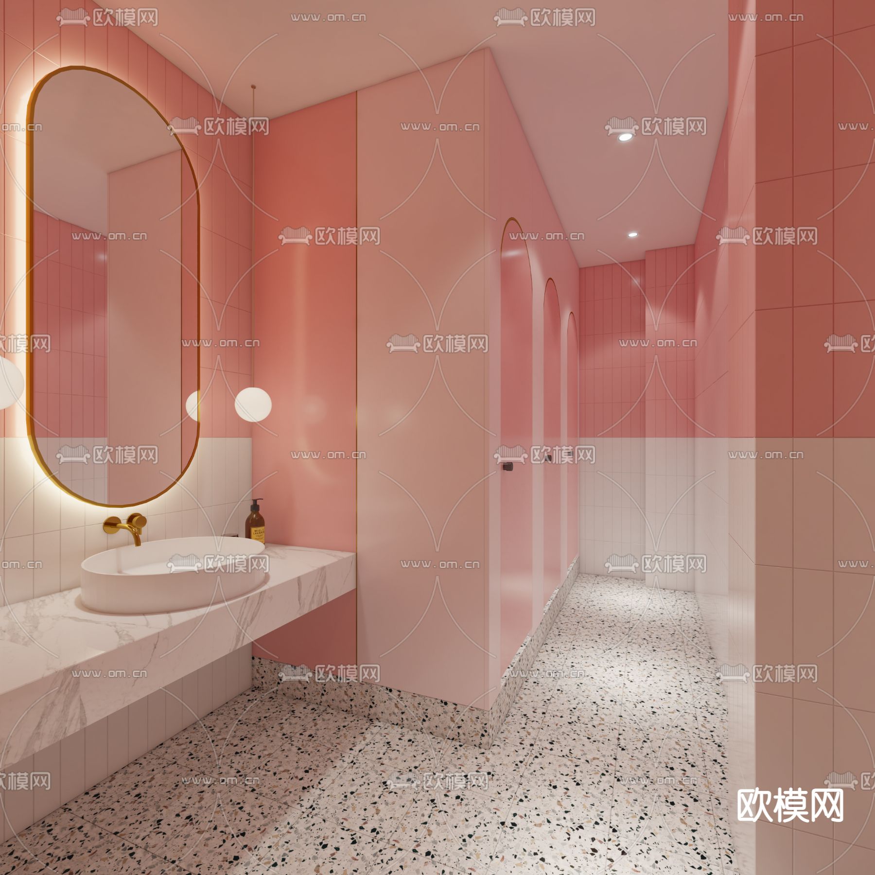 现代公共卫生间免费3d模型下载