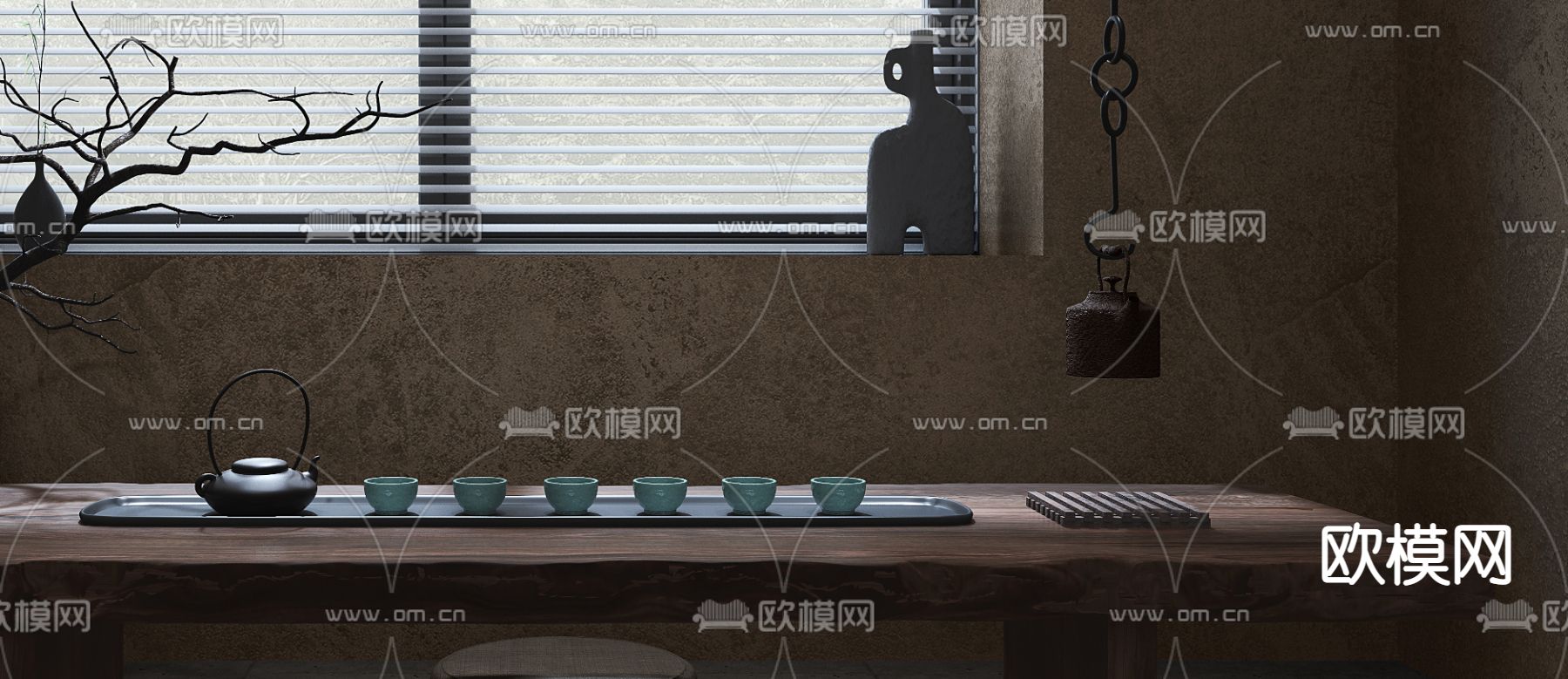 侘寂茶室免费3d模型下载（渲染图3）