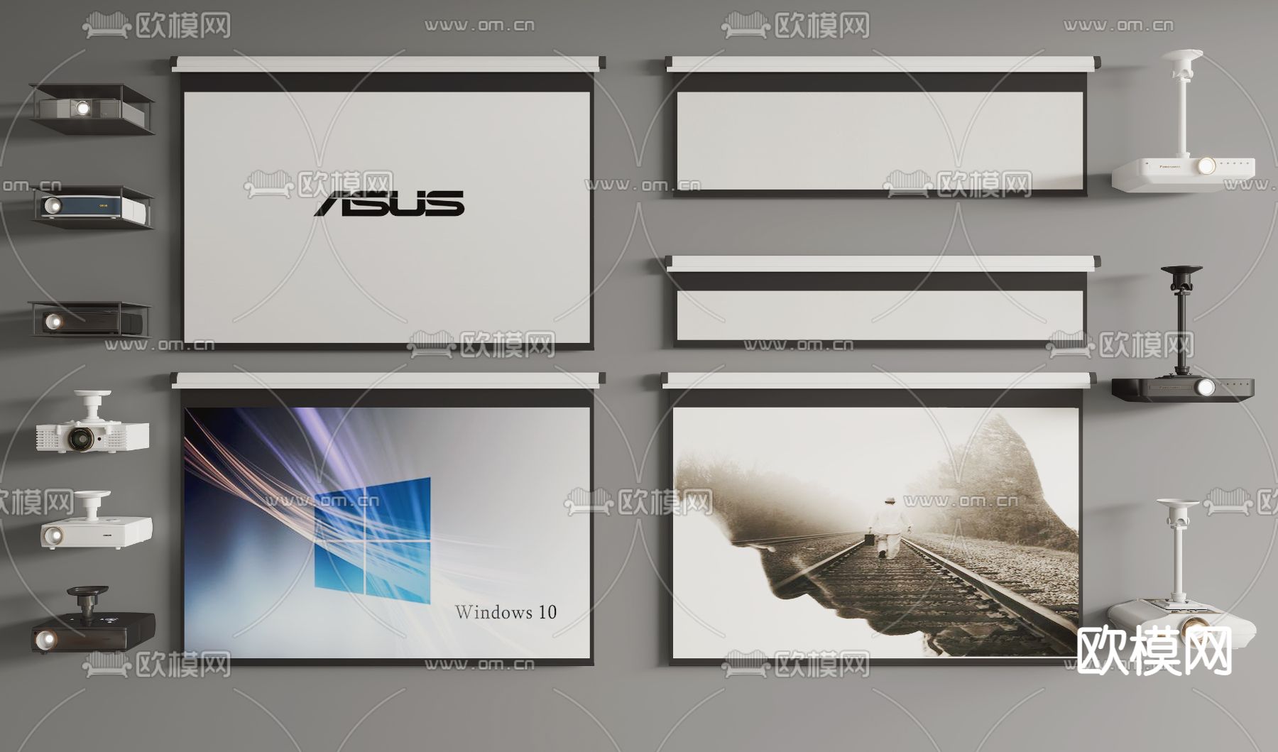 现代投影仪幕布3d模型