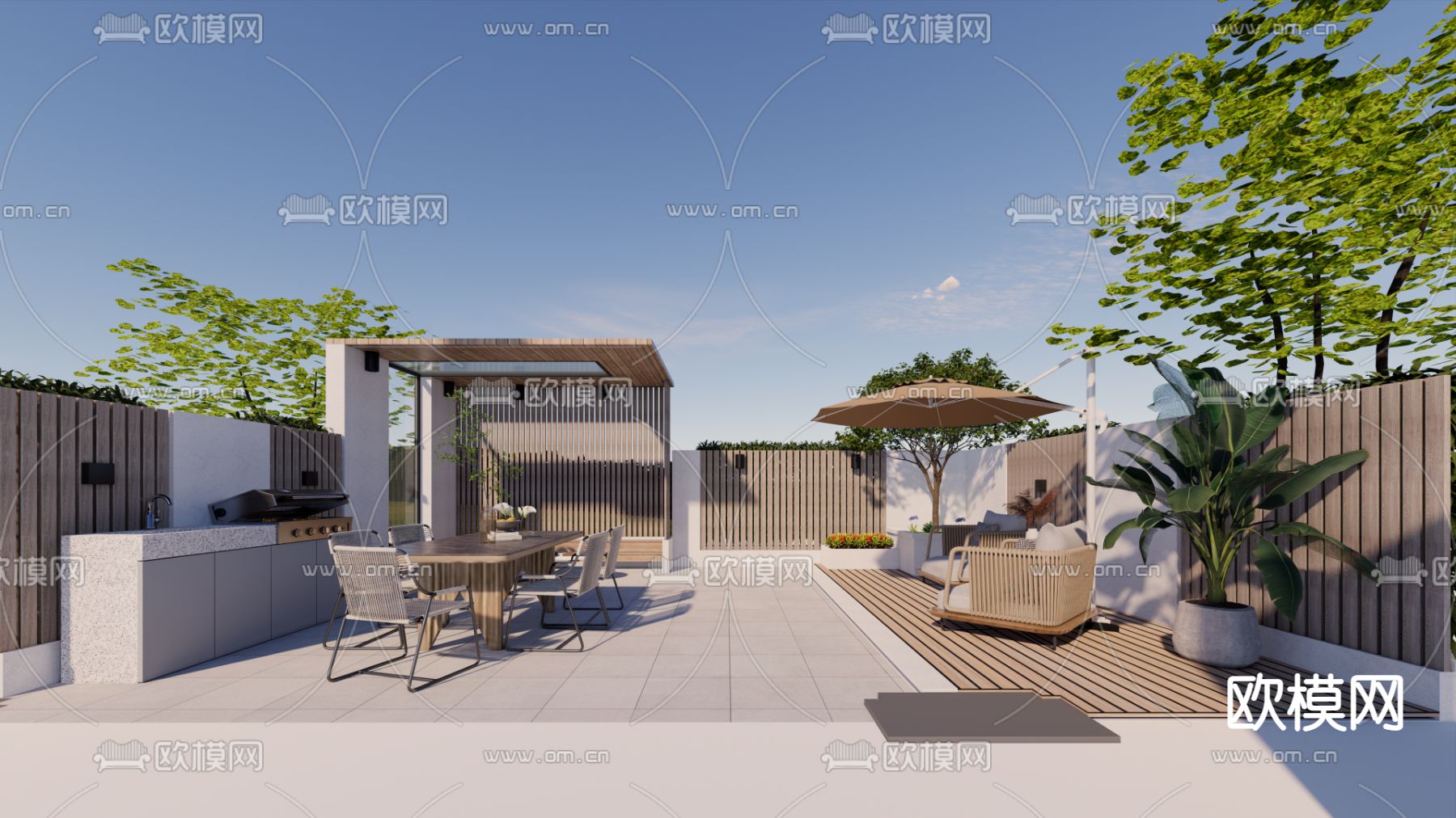 现代花园su模型下载（渲染图6）