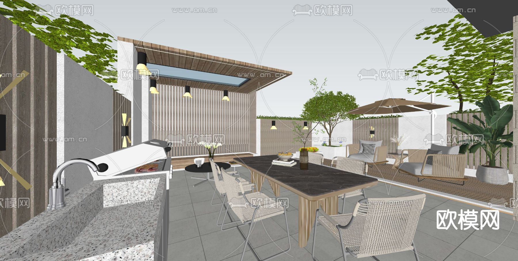 现代花园su模型下载（渲染图5）