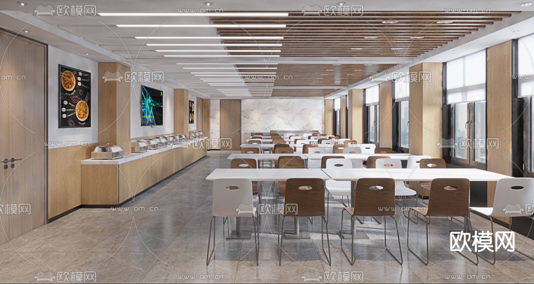 现代公司食堂3d模型下载（渲染图2）
