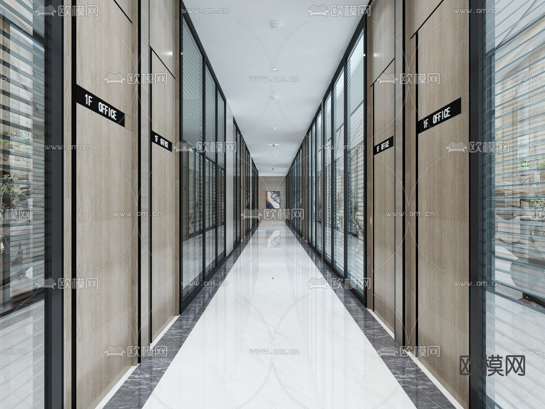现代公司过道su模型下载（渲染图1）