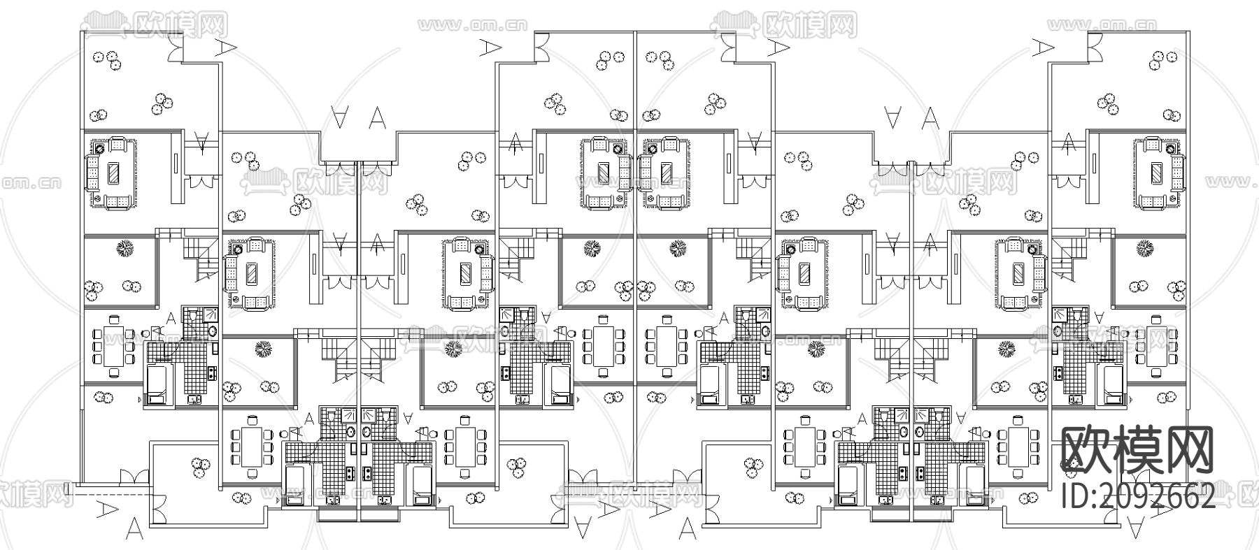 D型住宅平立剖面CAD施工图下载（渲染图5）