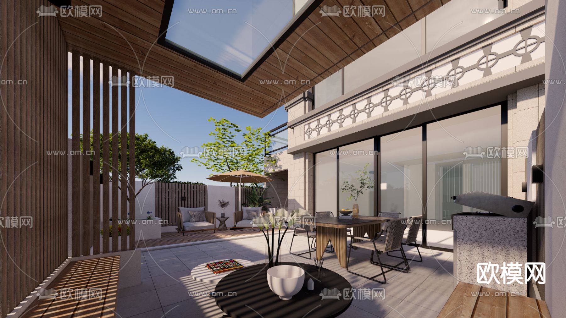 现代花园su模型下载（渲染图4）