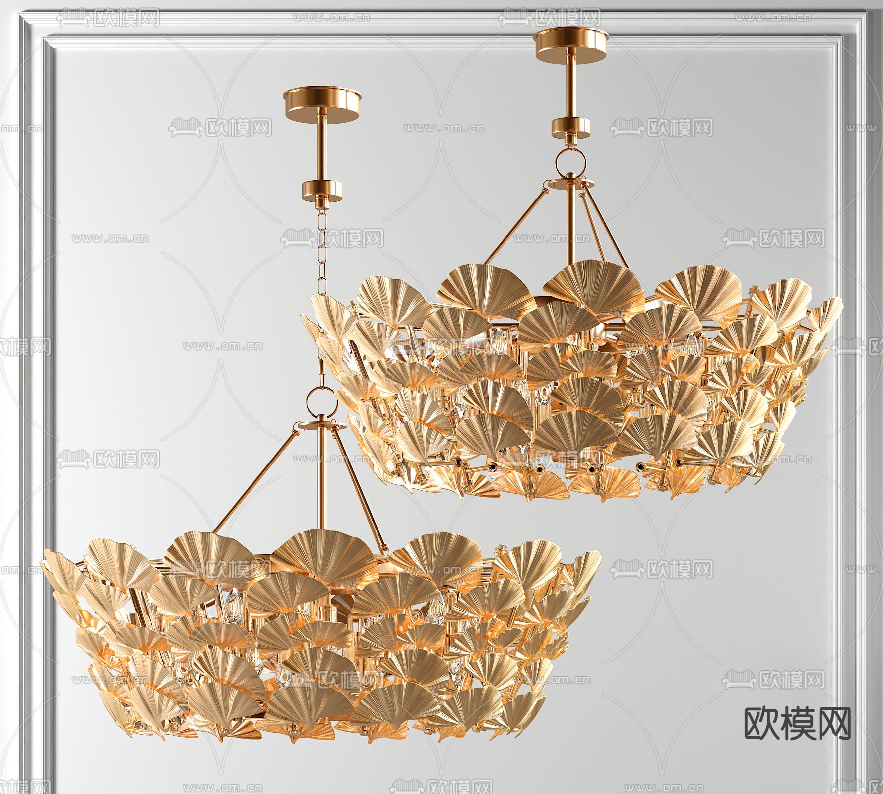 现代轻奢花瓣装饰吊灯3d模型下载