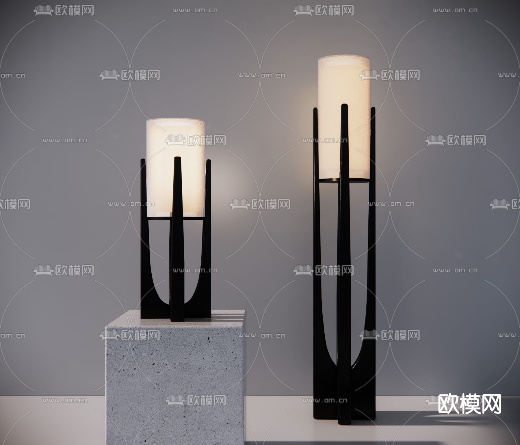 侘寂落地灯su模型下载（渲染图1）