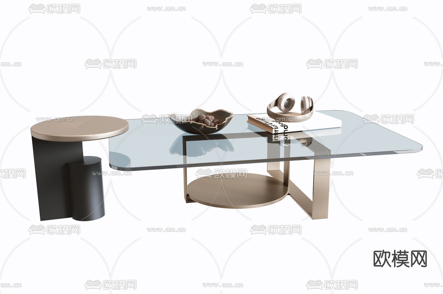 现代玻璃子母茶几3d模型下载