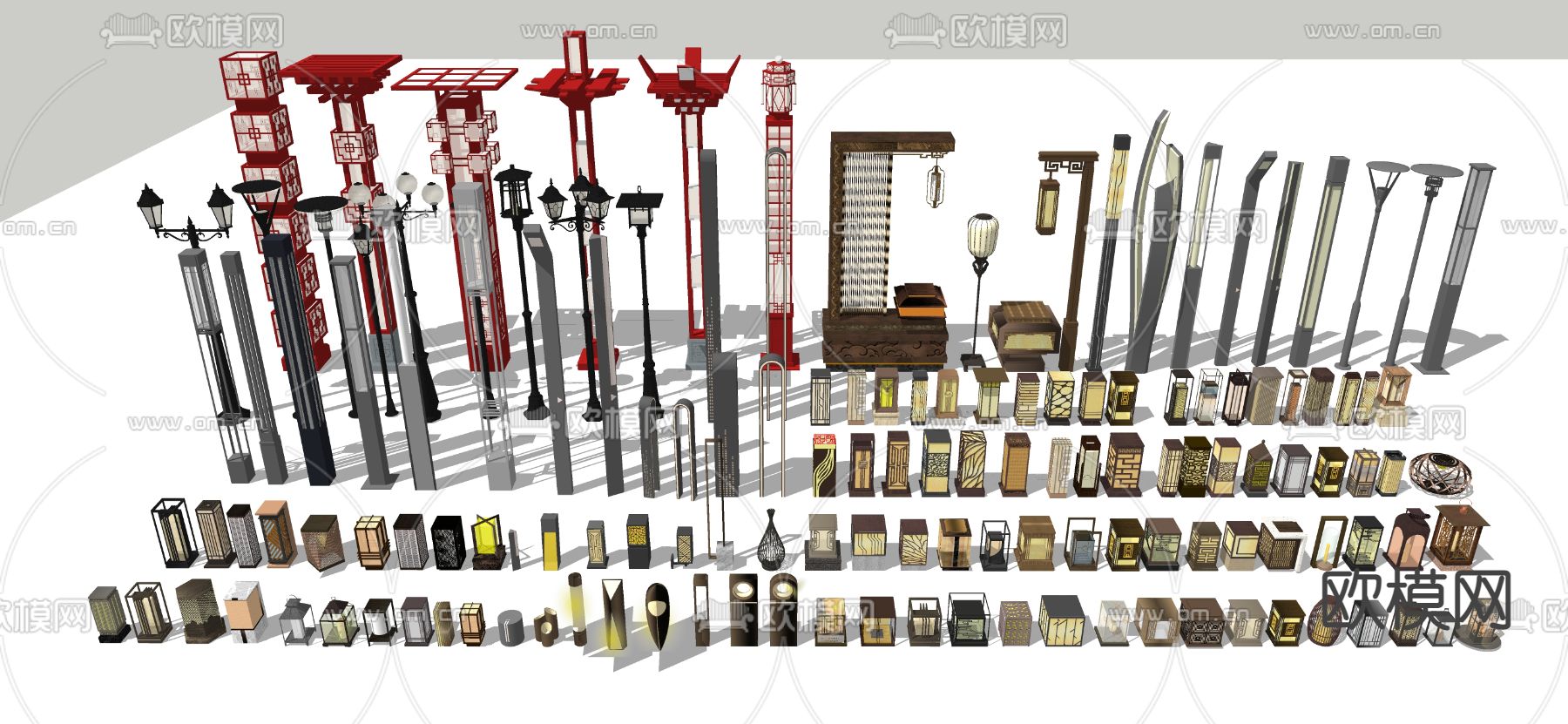 中式庭院灯草坪灯su模型下载