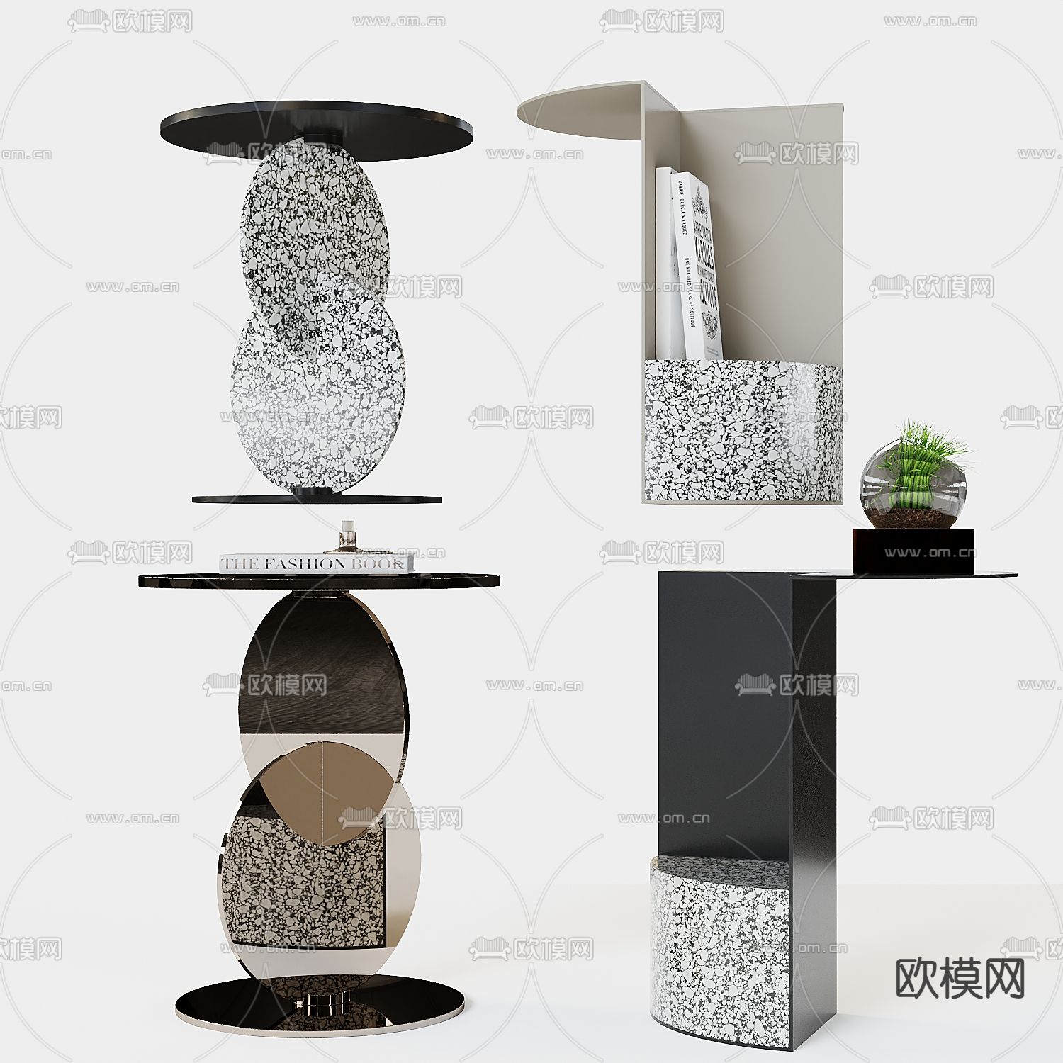 现代边几角几3d模型下载