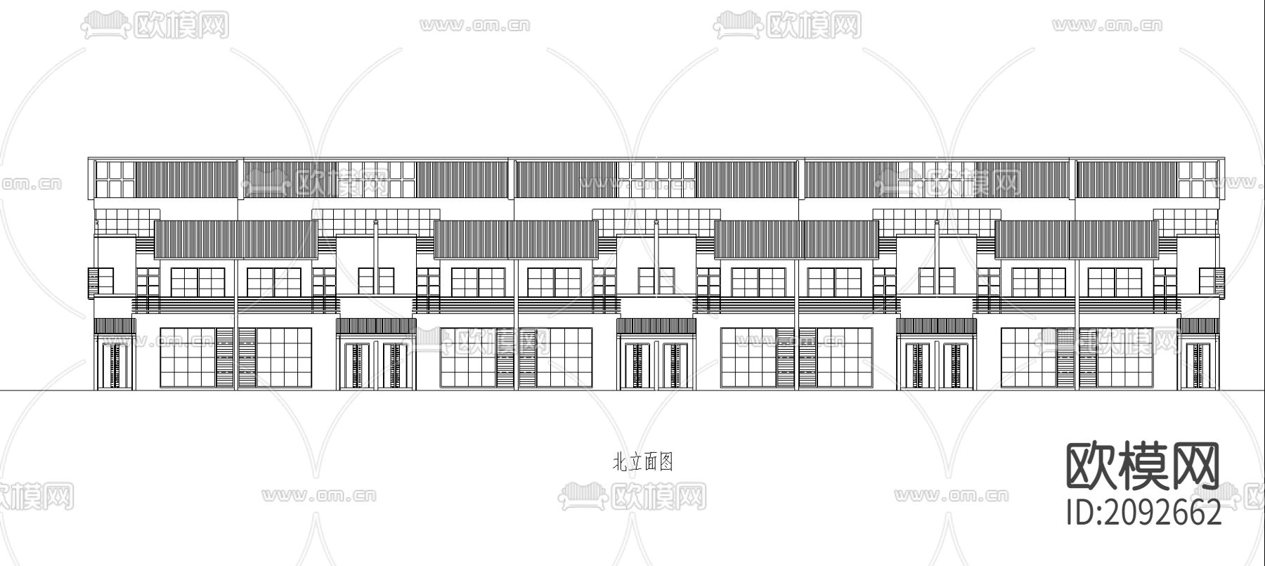 D型住宅平立剖面CAD施工图下载（渲染图3）