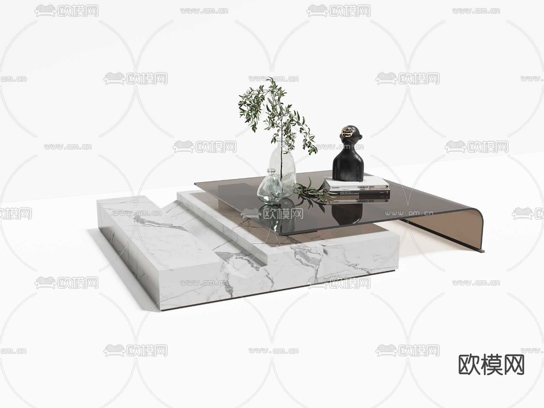 现代大理石茶几3d模型下载