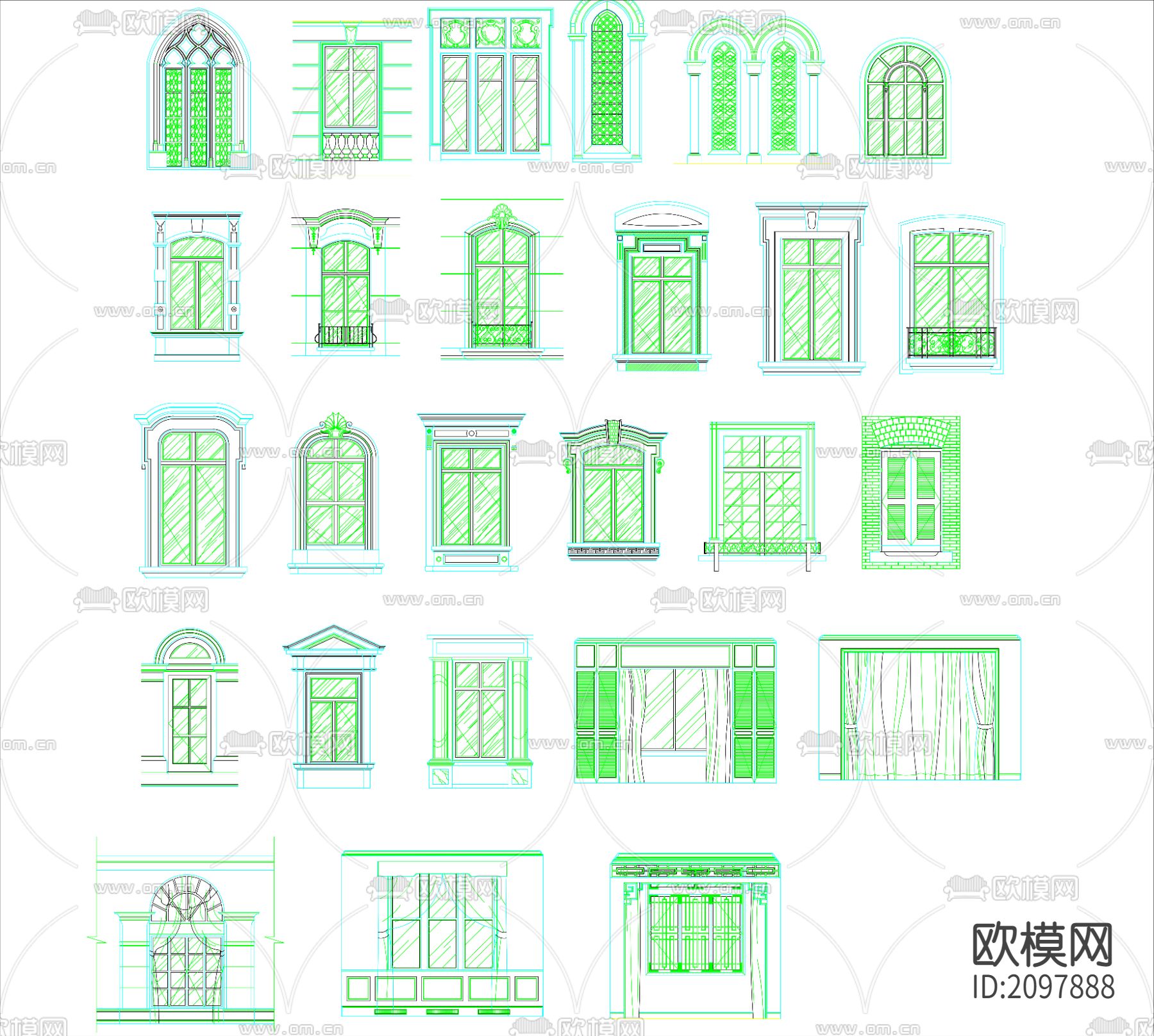 欧式传统建筑元素CAD图库下载