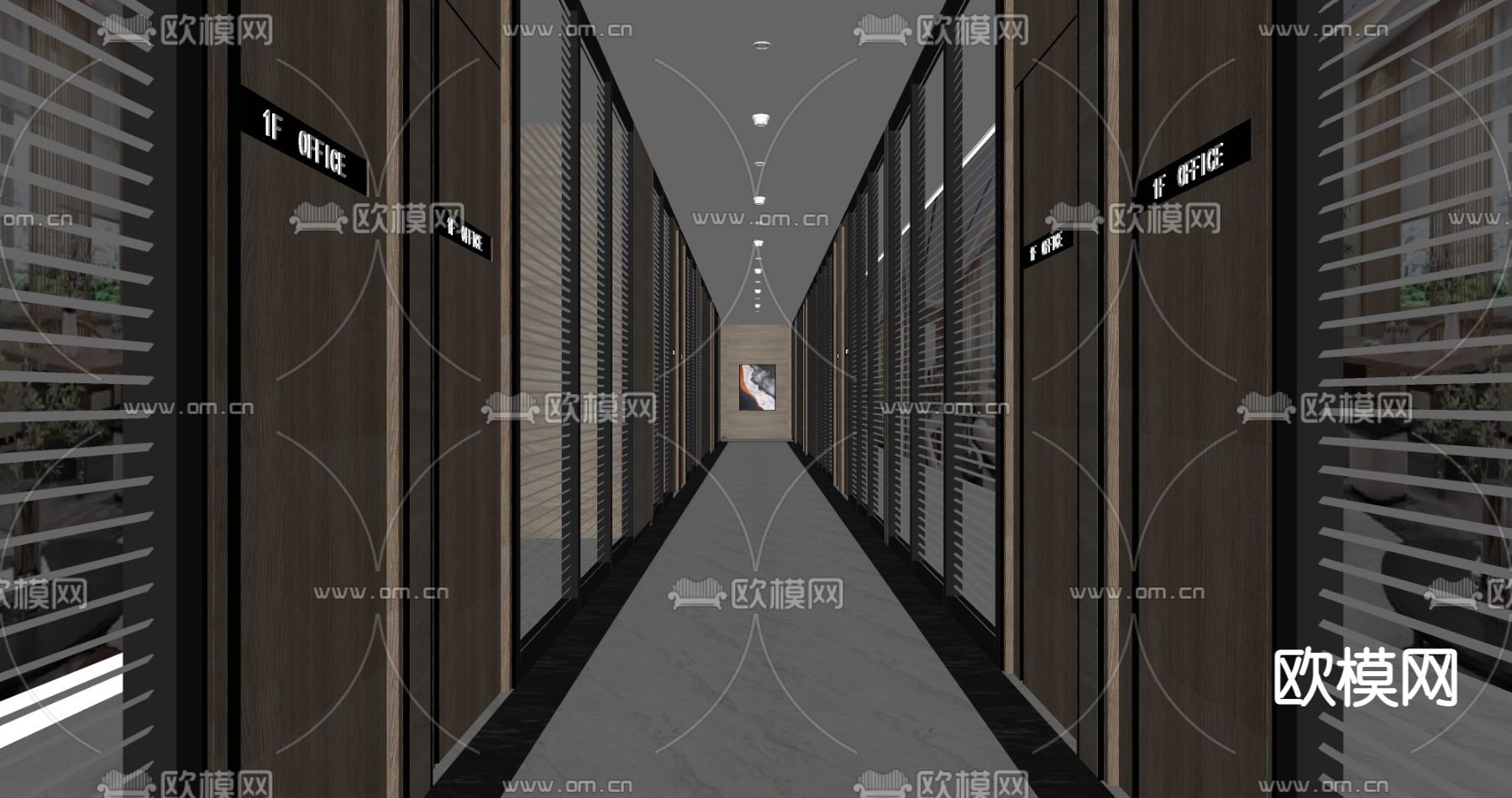 现代公司过道su模型下载（渲染图2）