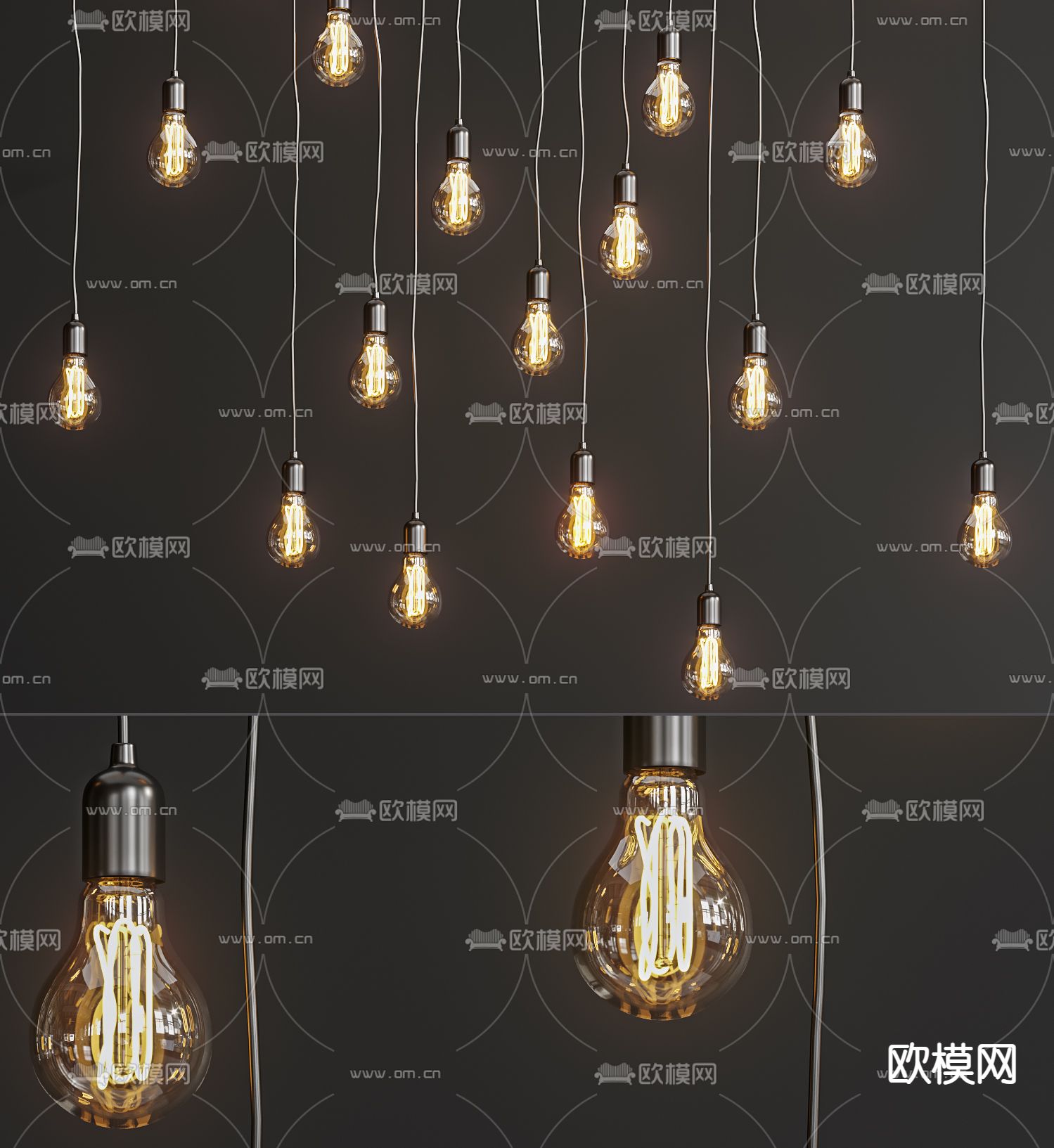 工业风灯泡su模型下载（渲染图1）