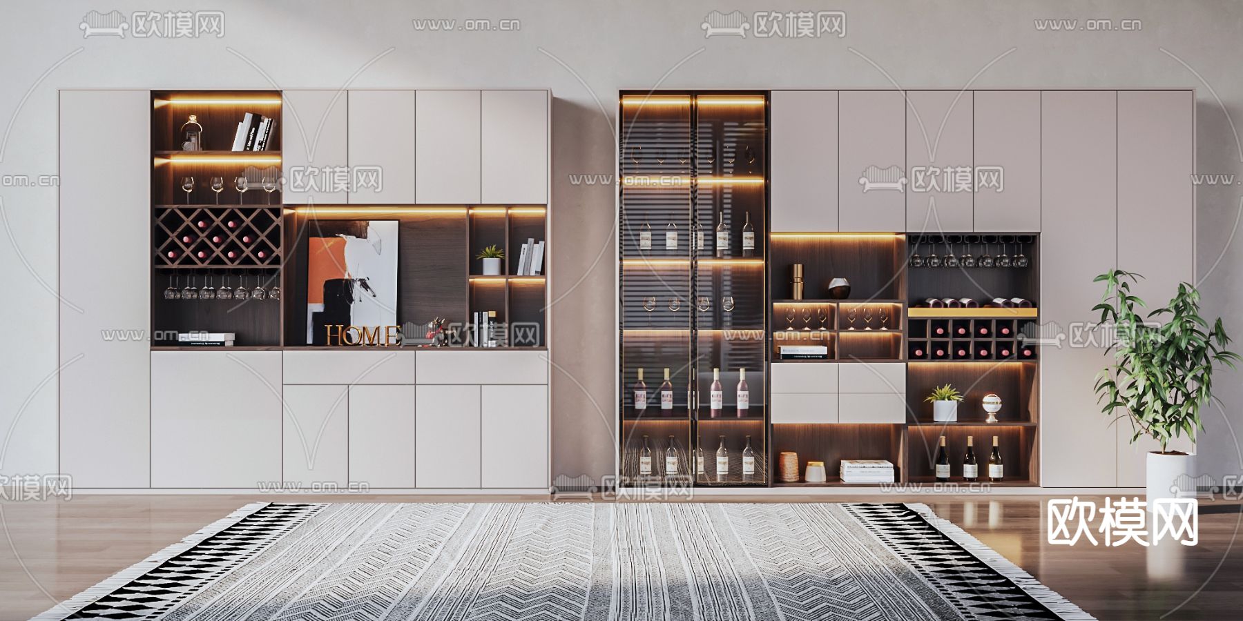 现代轻奢酒柜3d模型下载